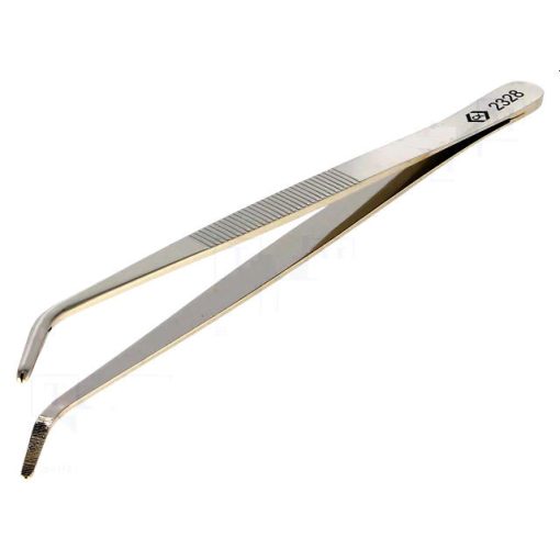 CK 2328 hajlított rádiós csipesz 2mm recés 155mm